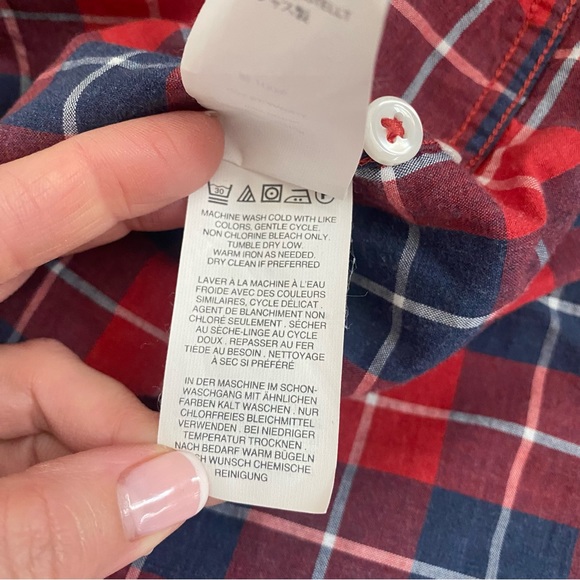 J. Crew blue red plaid slim cotton button down shirt size Medium - Picture 4 of 5